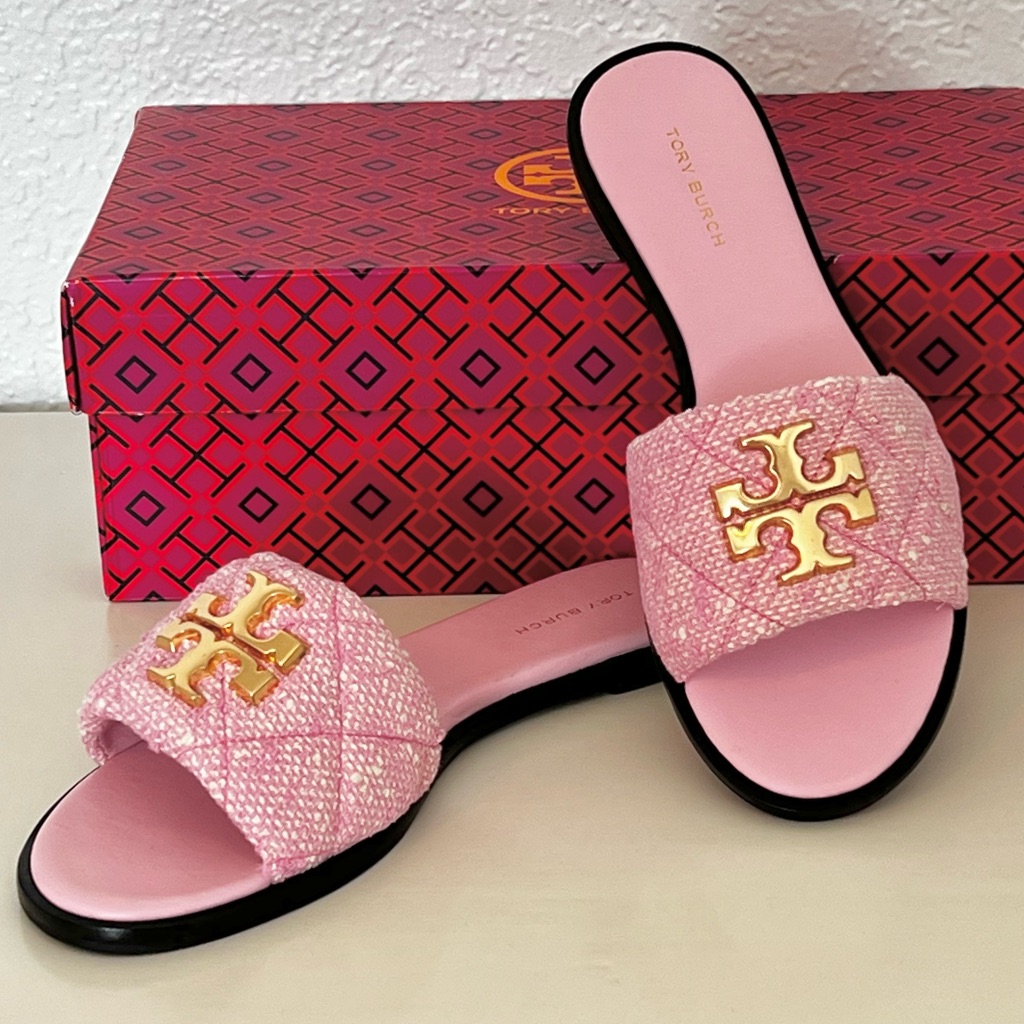 Tory Burch Everly Tweed Slide Sandals